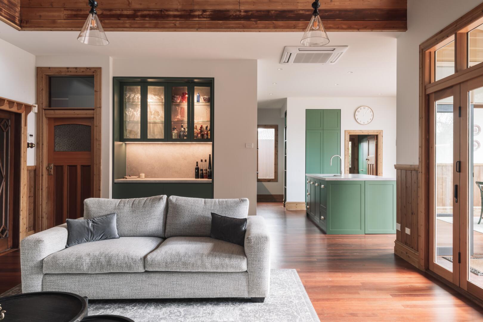 Living room and kitchen in Geelong renovated by Briody Constructions